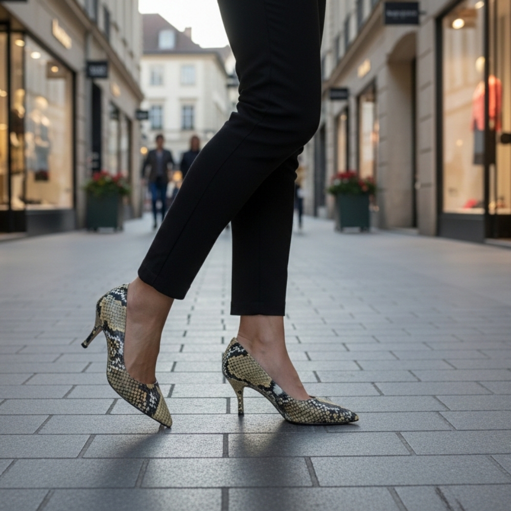 Kate Spade Women's Snakeskin Pumps - Black and Tan